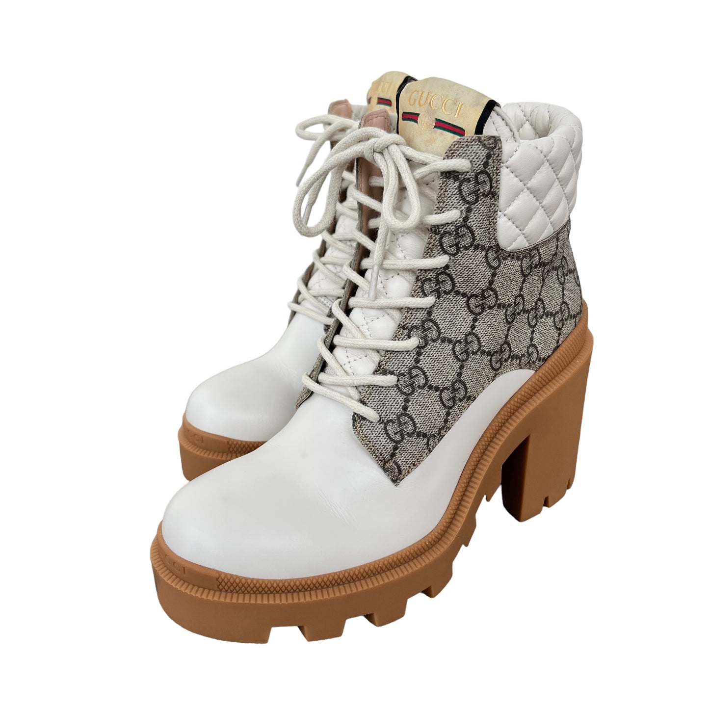 New! Gucci GG Ankle Leather Boots