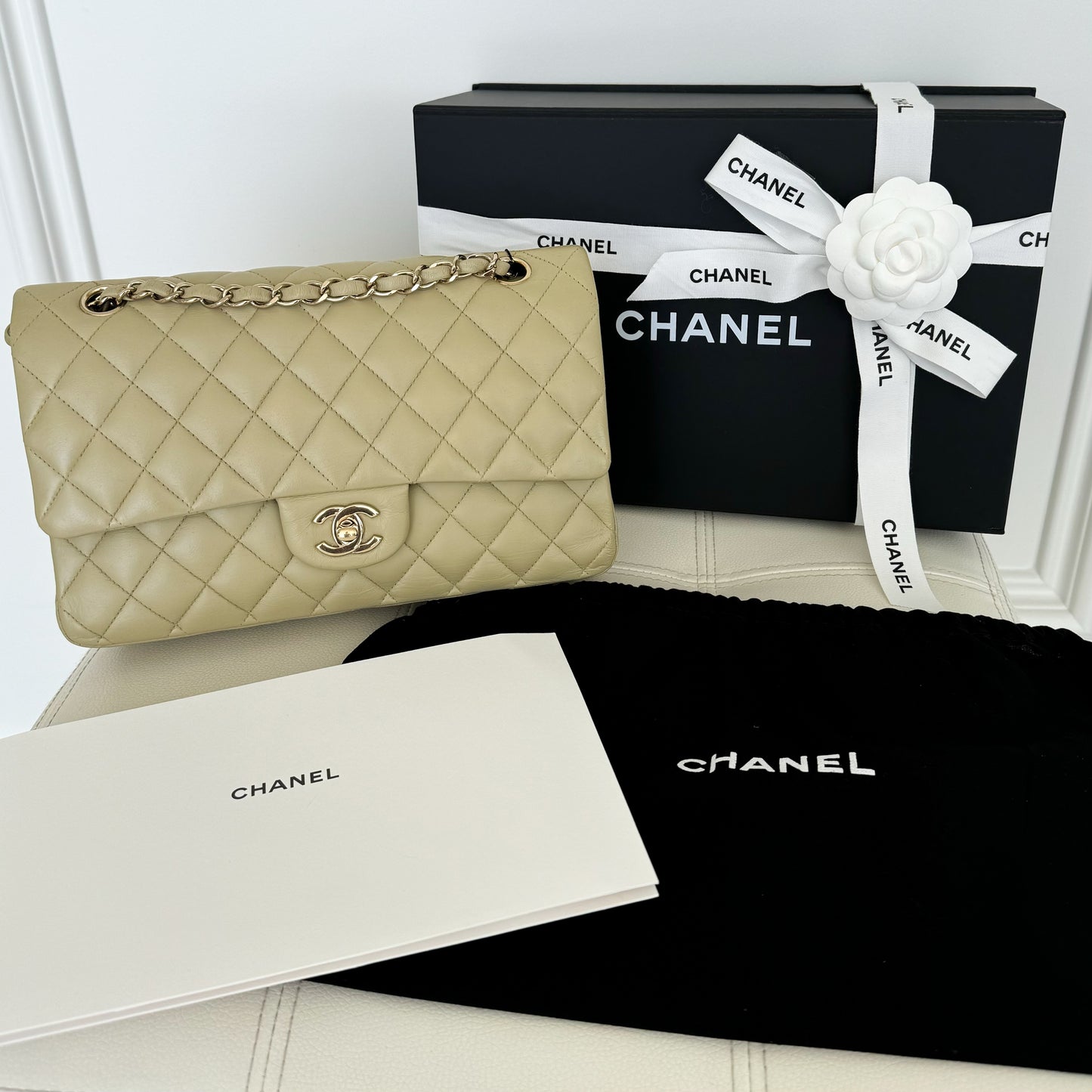 Chanel Classic Double Flap Medium Bag Rare Color, Gold Rose Hardware with Package