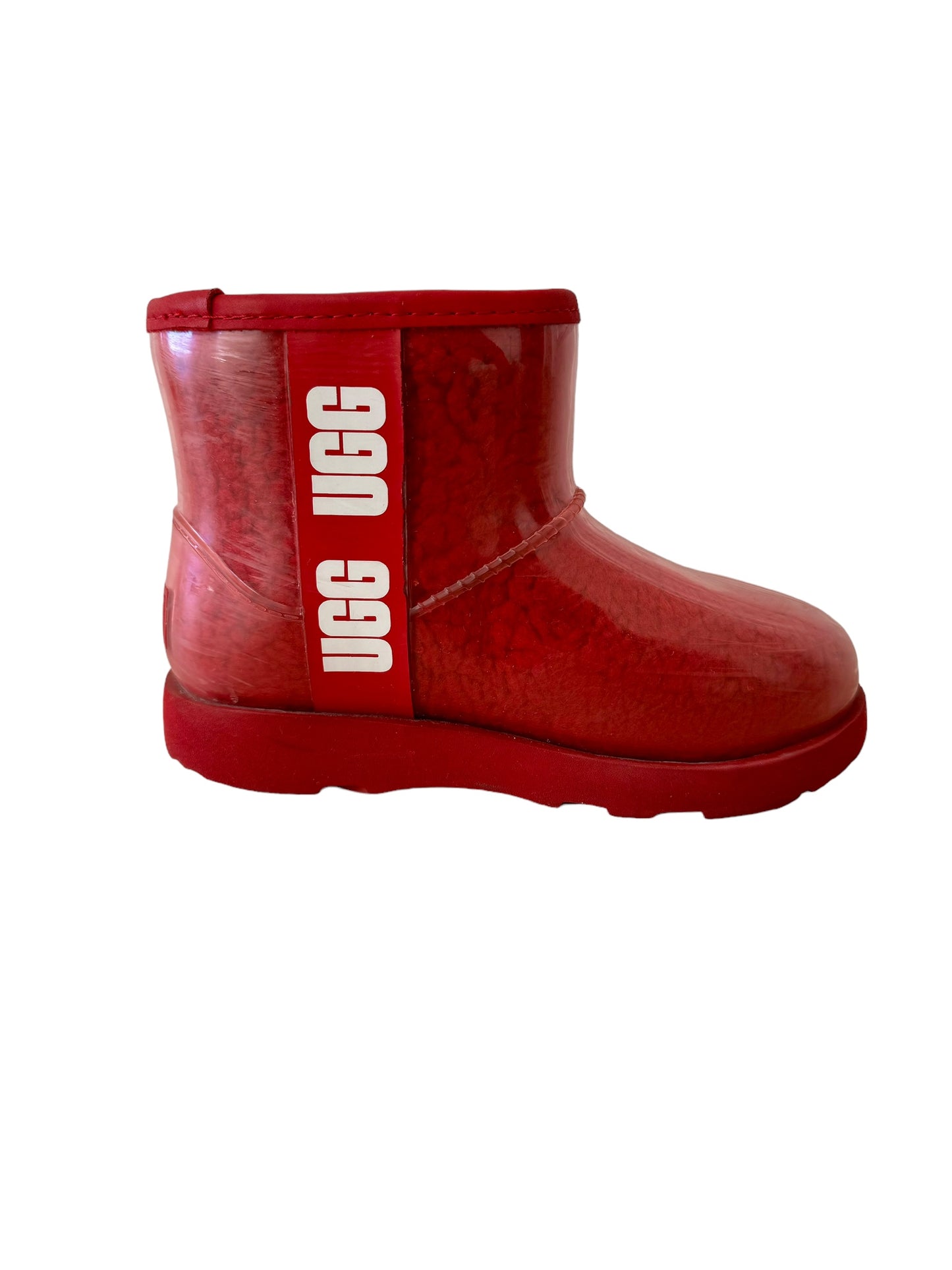 UGG Kids Unisex Mini Clear Shearling Waterproof Winter Red Boots Sz 12US