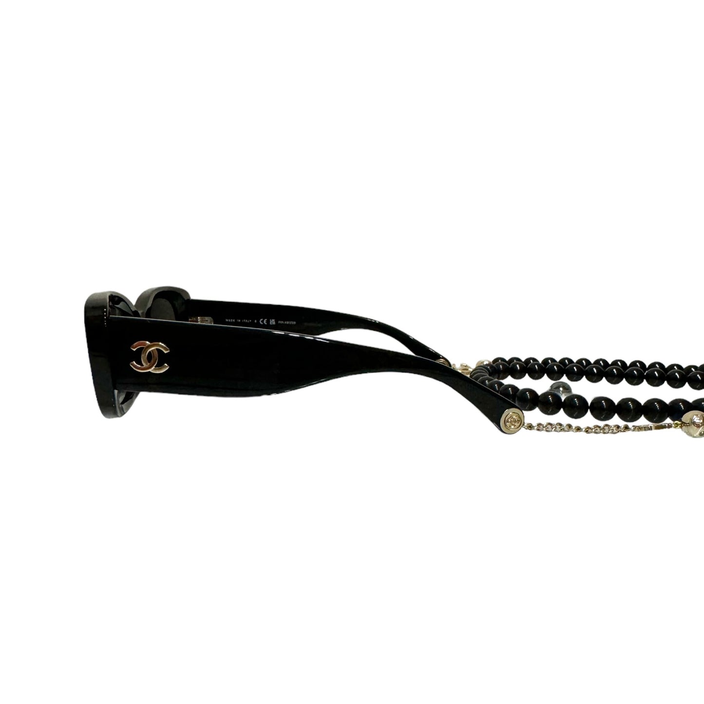 Rare Chanel Rectangle Sunglasses with Pearl Chain and Gift Package
