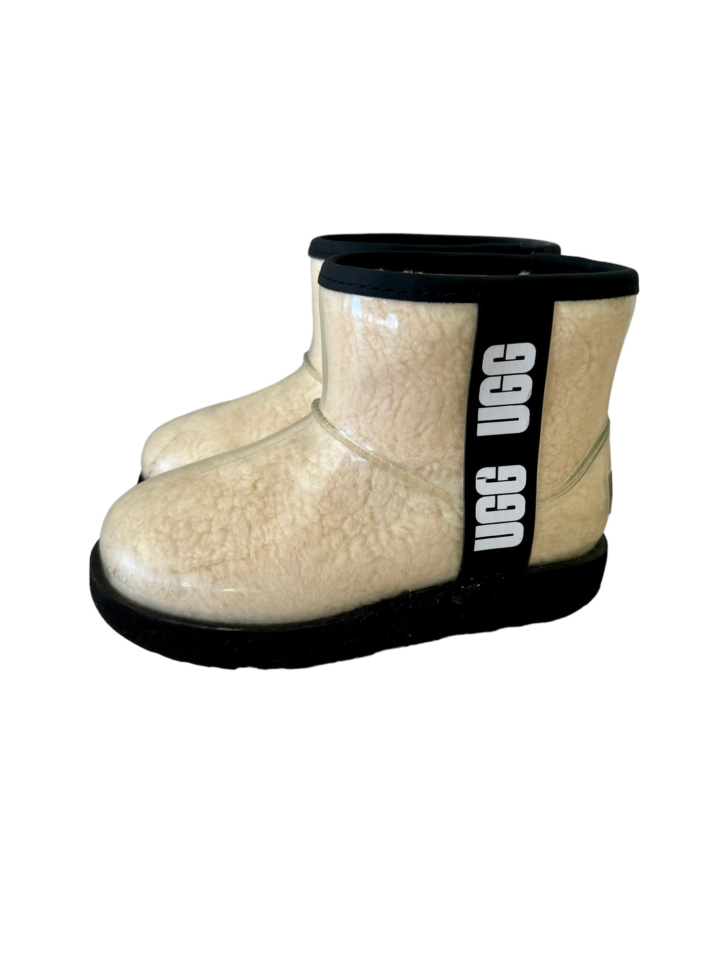 UGG Kids Unisex Mini Clear Shearling Waterproof Winter White Boots Sz 12US