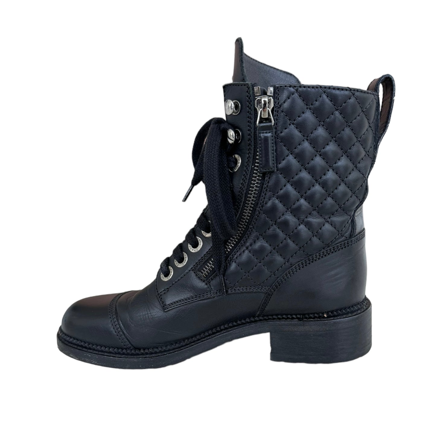 Chanel Combat Black Boots Size 6.5