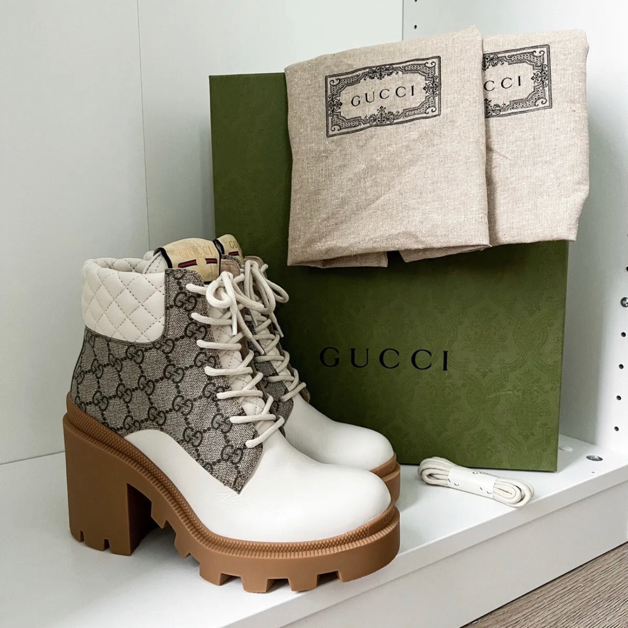 New! Gucci GG Ankle Leather Boots