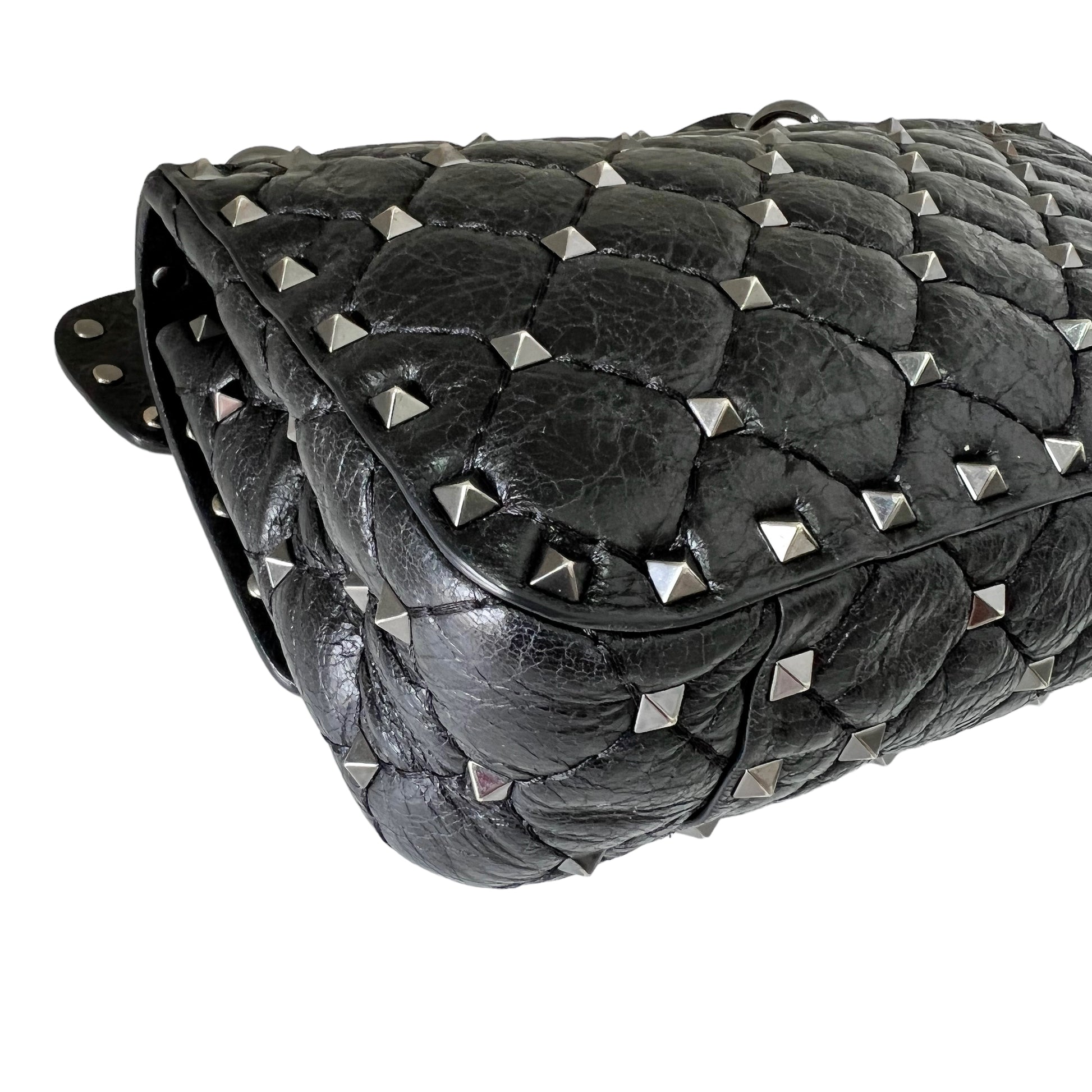 Valentino Garavani Silver Metallic Rockstud Spike Small Leather Shoulder Bag  - Farfetch
