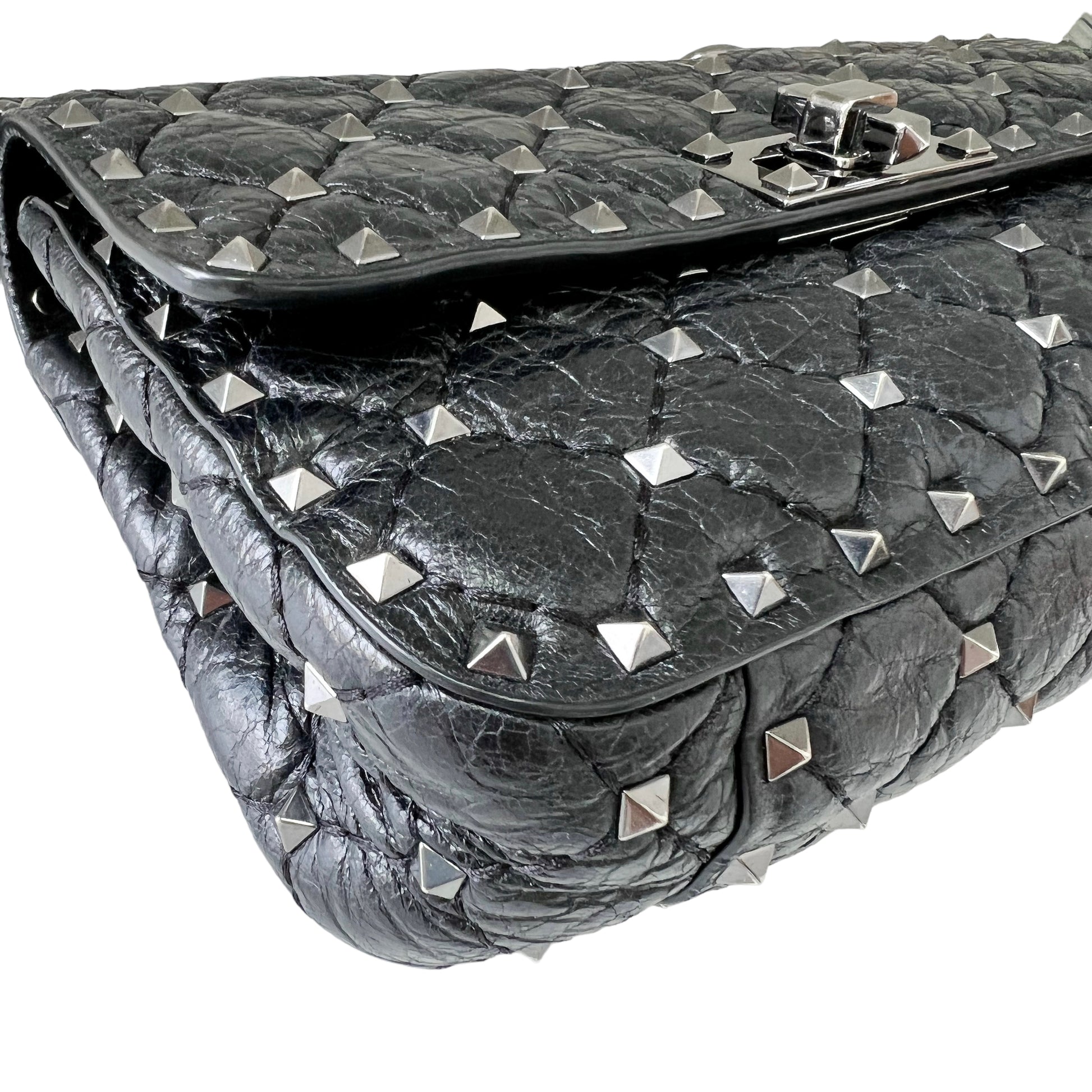 Valentino Garavani Mini Crinkled Leather Spike Backpack ($2,170