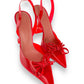 New! Amina Muaddi Rosie Glass Slingback Bow Pumps Size 40